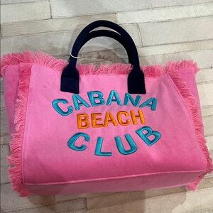 Shiraleah Pink Cabana Beach Club Tote Bag